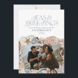 Tropiskt varmt Julhav hälsning fotoblått Julkort<br><div class="desc">Fotokortsdesign för den ropiska,  varma blåa julhavet och hälsning,  modern elegant roligt helgdag</div>