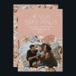 Tropiskt varmt Julhav hälsning fotorosa Julkort<br><div class="desc">Rosa,  ljummet,  julhav och hälsning,  roligt i modern elegant,  fotokortdesign för helgdag</div>