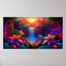 Tropiskt vattenfall poster