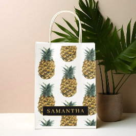 Tropiskt vattenfärgad ananas Mönster med Namn