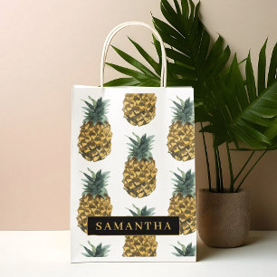 Tropiskt vattenfärgad ananas Mönster med Namn
