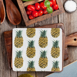 Tropiskt vattenfärgad ananas, sömlös Mönster