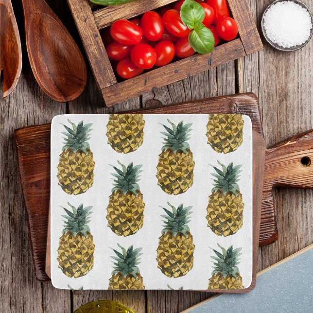 Tropiskt vattenfärgad ananas, sömlös Mönster (Skapare uppladdad)