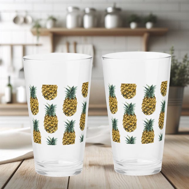 Tropiskt vattenfärgad ananas, sömlös Mönster Glaskopp (Skapare uppladdad)
