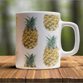 Tropiskt vattenfärgad ananas, sömlös Mönster Kaffemugg
