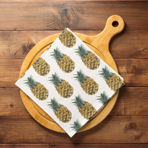 Tropiskt vattenfärgad ananas, sömlös Mönster Kökshandduk