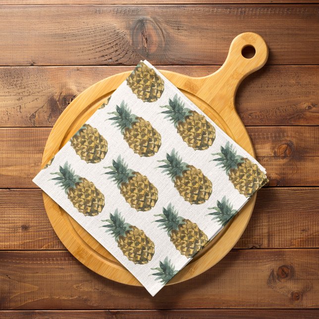 Tropiskt vattenfärgad ananas, sömlös Mönster Kökshandduk (Skapare uppladdad)