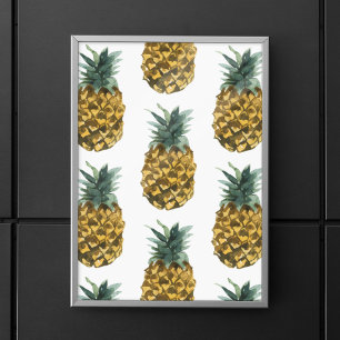 Tropiskt vattenfärgad ananas, sömlös Mönster Poster