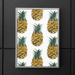 Tropiskt vattenfärgad ananas, sömlös Mönster Poster