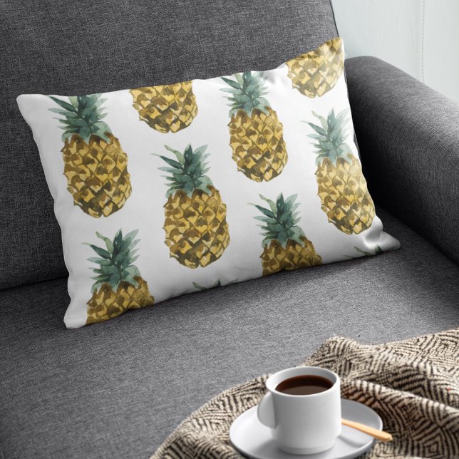 Tropiskt vattenfärgad ananas, sömlös Mönster Prydnadskudde (Skapare uppladdad)