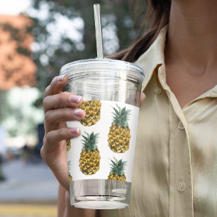 Tropiskt vattenfärgad ananas, sömlös Mönster Take Away Mugg