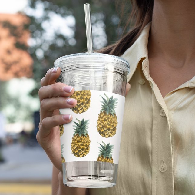 Tropiskt vattenfärgad ananas, sömlös Mönster Take Away Mugg (Skapare uppladdad)