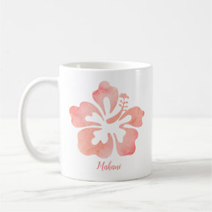 Tropiskt vattenfärgad Blommigt Hibiscus Flower Kaffemugg