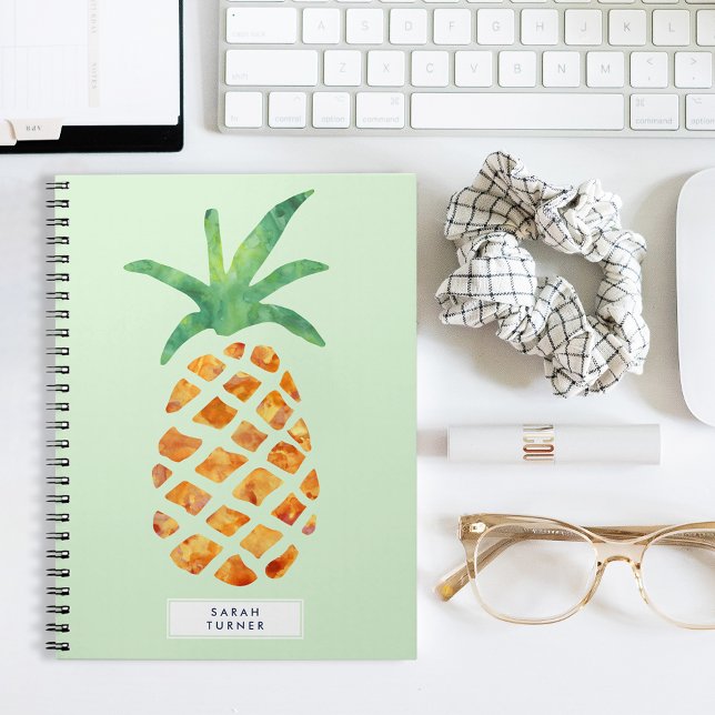 Tropiskt vattenfärgad Personlig för ananas Anteckningsbok Med Spiral (Skapare uppladdad)