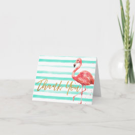 Tropiskt vattenfärgeflamingo Guld | Tack Kort