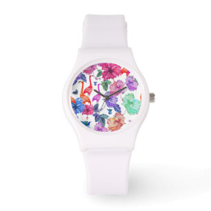 Tropiskt vattenfärgmönster armbandsur