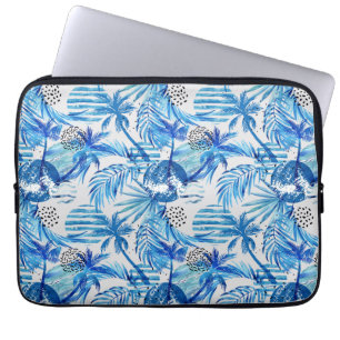 Tropiskt vattenfärgmönster för ljusa blått laptop sleeve