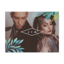 Tropiskt vattenfärgsblad Spara datumet