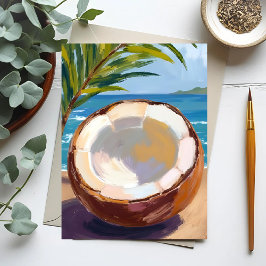 Tropiskt vattenfärgsfack för Coconut-persikor Vykort
