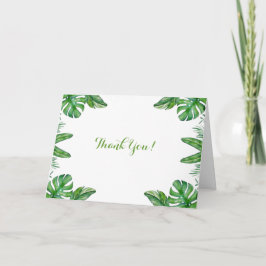 Tropiskt vattenfärgsfärgad Grönt Monstera Löv Ram  Tack Kort