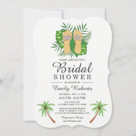 Tropiskt vattenfärgsfärgat Flinflip flops-Möhippa Inbjudningar