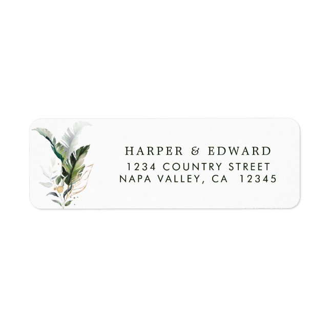 Tropiskt vattenfärgsflytande Returadress Etikett (Framsidan)