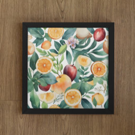 Tropiskt vattenfärgsharmoni för frukt och Löv Poster
