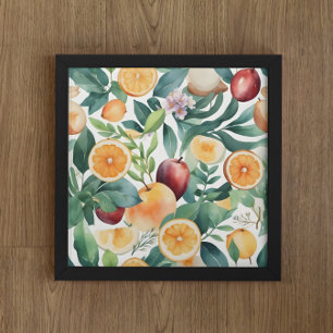 Tropiskt vattenfärgsharmoni för frukt och Löv Poster