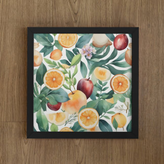 Tropiskt vattenfärgsharmoni för frukt och Löv Poster