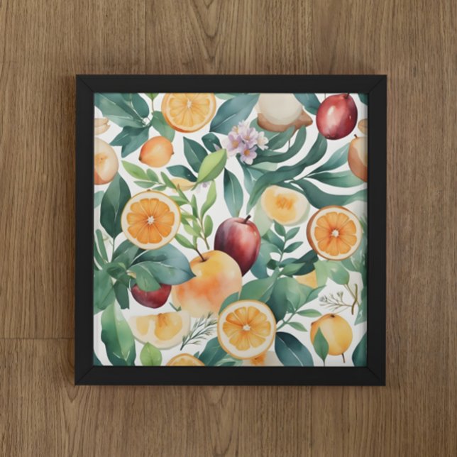 Tropiskt vattenfärgsharmoni för frukt och Löv Poster (Skapare uppladdad)