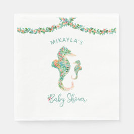 Tropiskt vattenfärgsprogram för Blommigt av sjöhäs Pappersservett