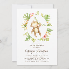 Tropiskt vattenfärgsprogram, sommarbabyskor med ap inbjudningar