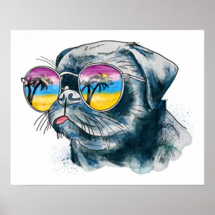 Tropiskt vattenfärgspuppy poster