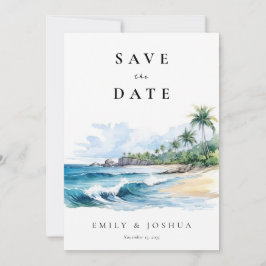 Tropiskt vattenfärgssegment spara datumet