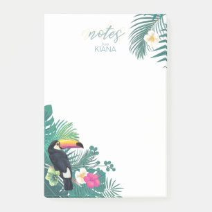 Tropiskt vattenfärgsskikt med Toucan Teal ID577 Post-it Block