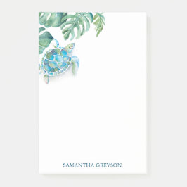 Tropiskt vattenfärgssköldpadda post-it block