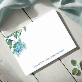 Tropiskt vattenfärgssköldpadda post-it block