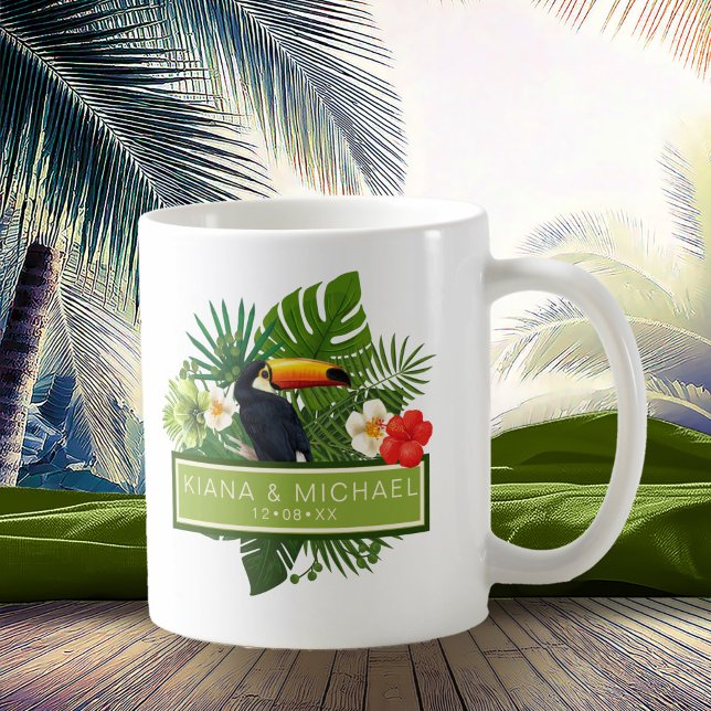 Tropiskt vattenfärgstryck med Bröllop-ID577 Kaffemugg (Skapare uppladdad)
