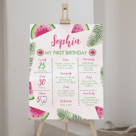 Tropiskt vattenmelon 1:a födelsedagsskylt poster