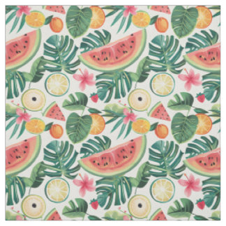 Tropiskt vattenmelon & citrusmönster tyg