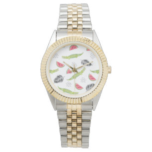 Tropiskt vattenmelon- & krokodilmönster armbandsur