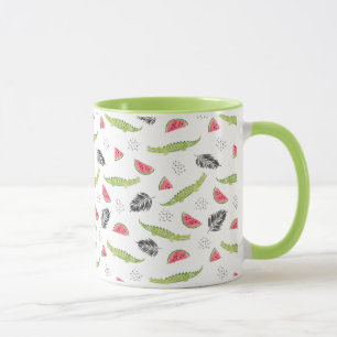 Tropiskt vattenmelon- & krokodilmönster mugg