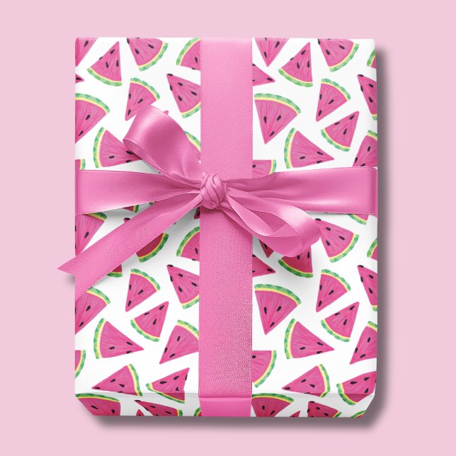 Tropiskt vattenmelon Mönster Presentpapper (Colorful pink watermelon wrapping paper rolls perfect for girls birthdays and baby showers.)