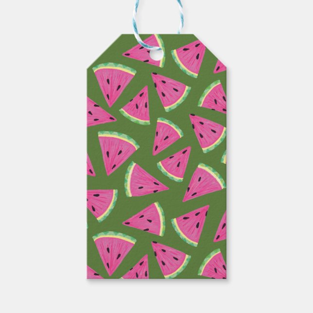 Tropiskt vattenmelon sommar mönster presentetikett (Framsidan)