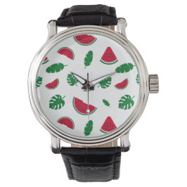 Tropiskt Vattenmelon Sommar Sömlöst Mönster Armbandsur