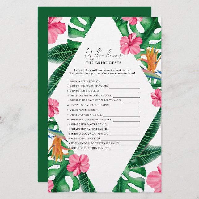 Tropiskt - Vem vet vilket briljant bästa spel? (Fram/baksida)