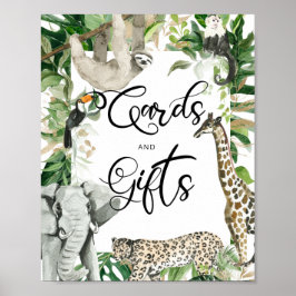 Tropiskt Vild Safari Animal Baby Shower Gifts Sign Poster