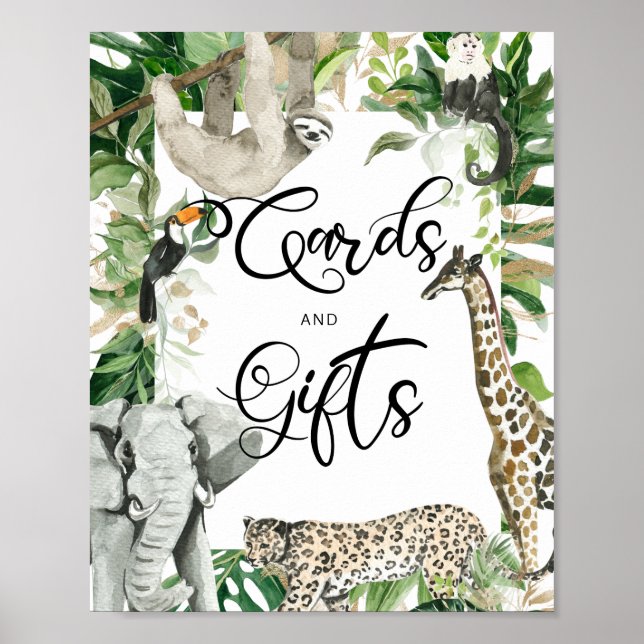 Tropiskt Vild Safari Animal Baby Shower Gifts Sign Poster (Framsidan)