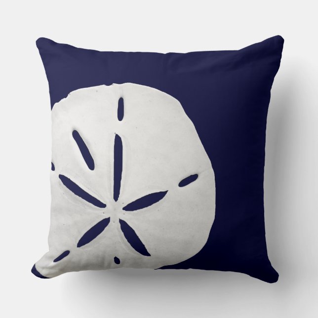 Tropiskt Vita Sand Dollar Navy Blue Beach Coastal Kudde (Framsida)