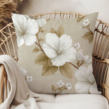 Tropiskt vitt blommande beige taupe jordnära boho